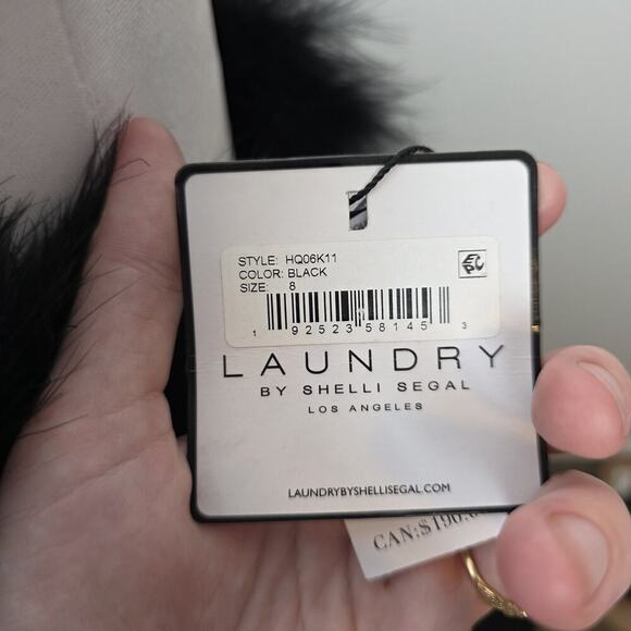 Laundry By Shelli Segal Black Feather Trim Sheath Sleeveless Mini Dress Size 8 - Picture 7 of 11